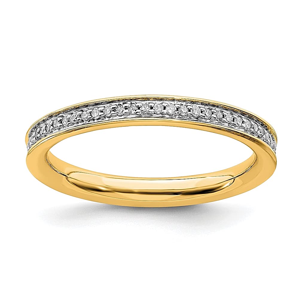 925 Sterling Silver Diamond Gold Plated Stackable Ring - Elegant Wedding Band, Classic Fine Jewelry for Women | Perfect Anniversary, Engagement, Birthday Gift for Her | Ideal for Everyday Wear, Special Occasions & Stacking Looks