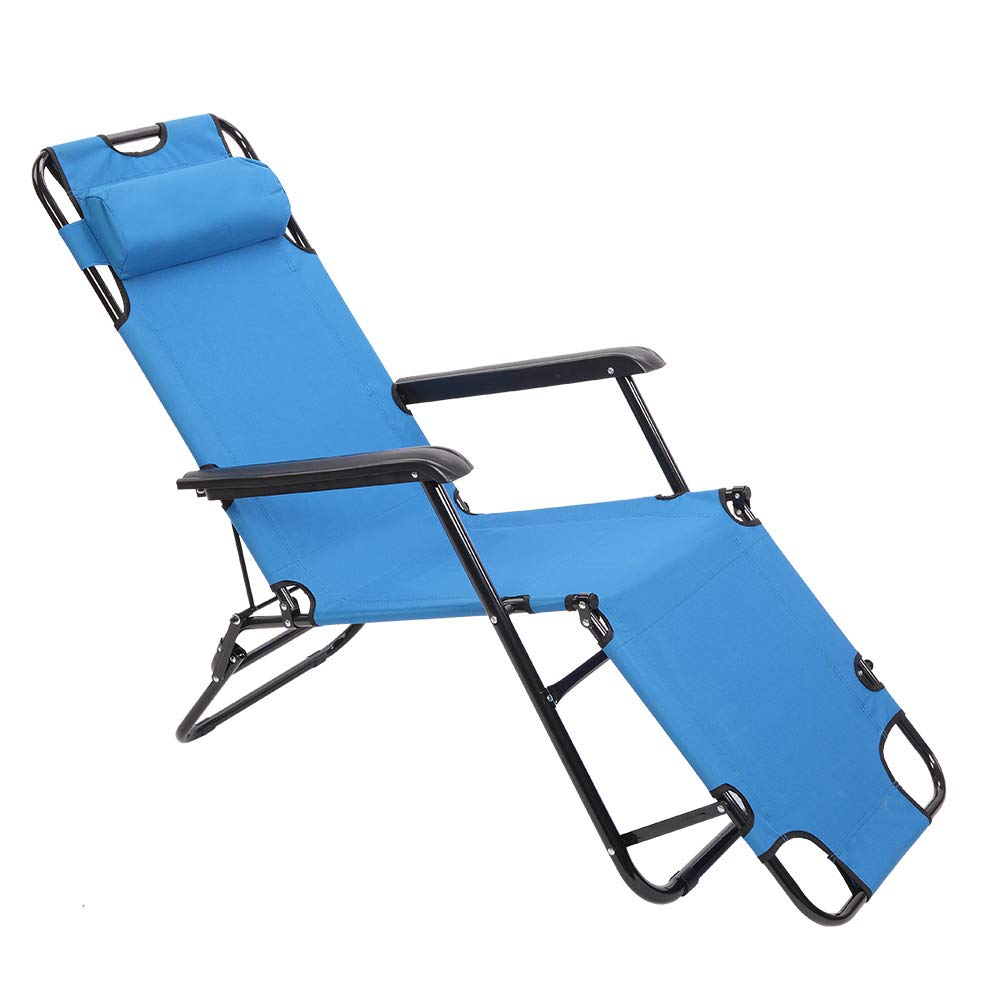 Portable Folding Backpack Reclining Chair - Lightweight Adjustable Beach Camping Chair with Extendable Design & Headrest for Outdoor, Lawn, Concert, Travel | Perfect for Beach Relaxation, Backyard Lounging & Camping Trips (Blue)