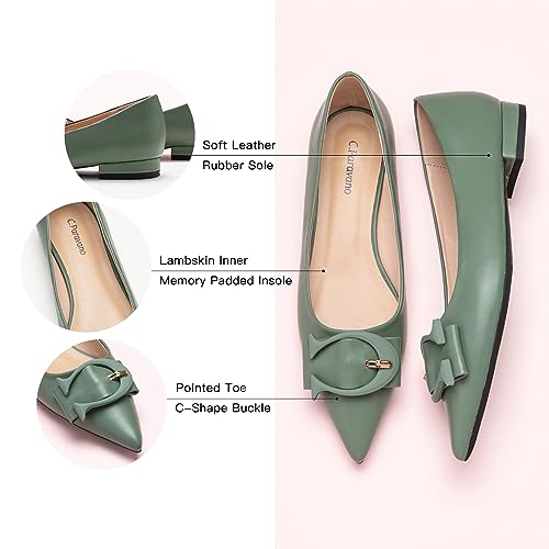 C.Paravano Women's Ballet Flats - Pointed Toe Leather Slip-On Shoes for Work & Everyday Comfort | Elegant Office Flats, Casual Walking Shoes & Professional Dress Shoes for Women