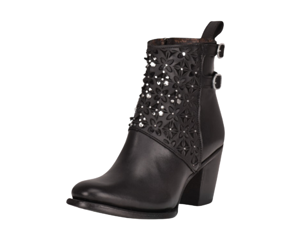 Women's Cuadra CU439 LD Black Laser & Crystal Embellished Round Toe Boots - Stylish & Comfortable for Evening Parties, Date Nights & Special Occasions