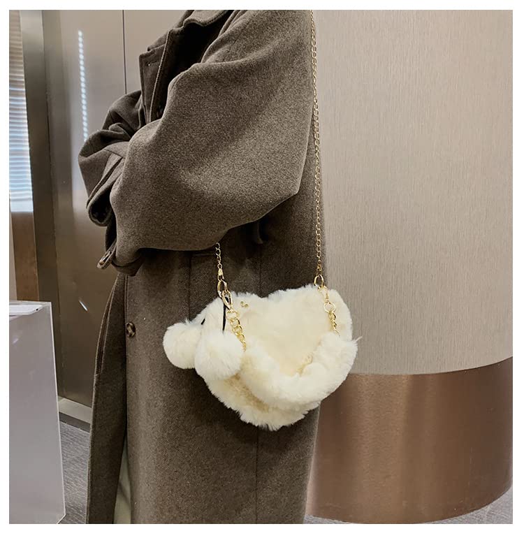 Rejolly Furry Heart Shaped Purse for Women & Girls - Soft Fluffy Faux Fur Small Shoulder Bag Clutch - Perfect for Parties, Date Nights & Casual Outings