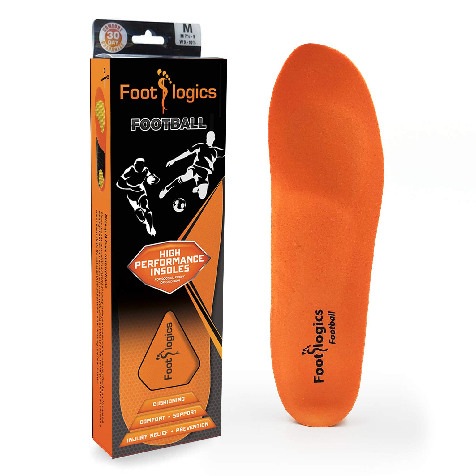 Best Orthotic Shoe Insoles for Soccer & Football - Arch Support for Heel Pain, Metatarsalgia & Flat Feet Relief - Comfortable Full-Length Insoles (Pair, Size L) - Perfect for Athletes & Daily Wear