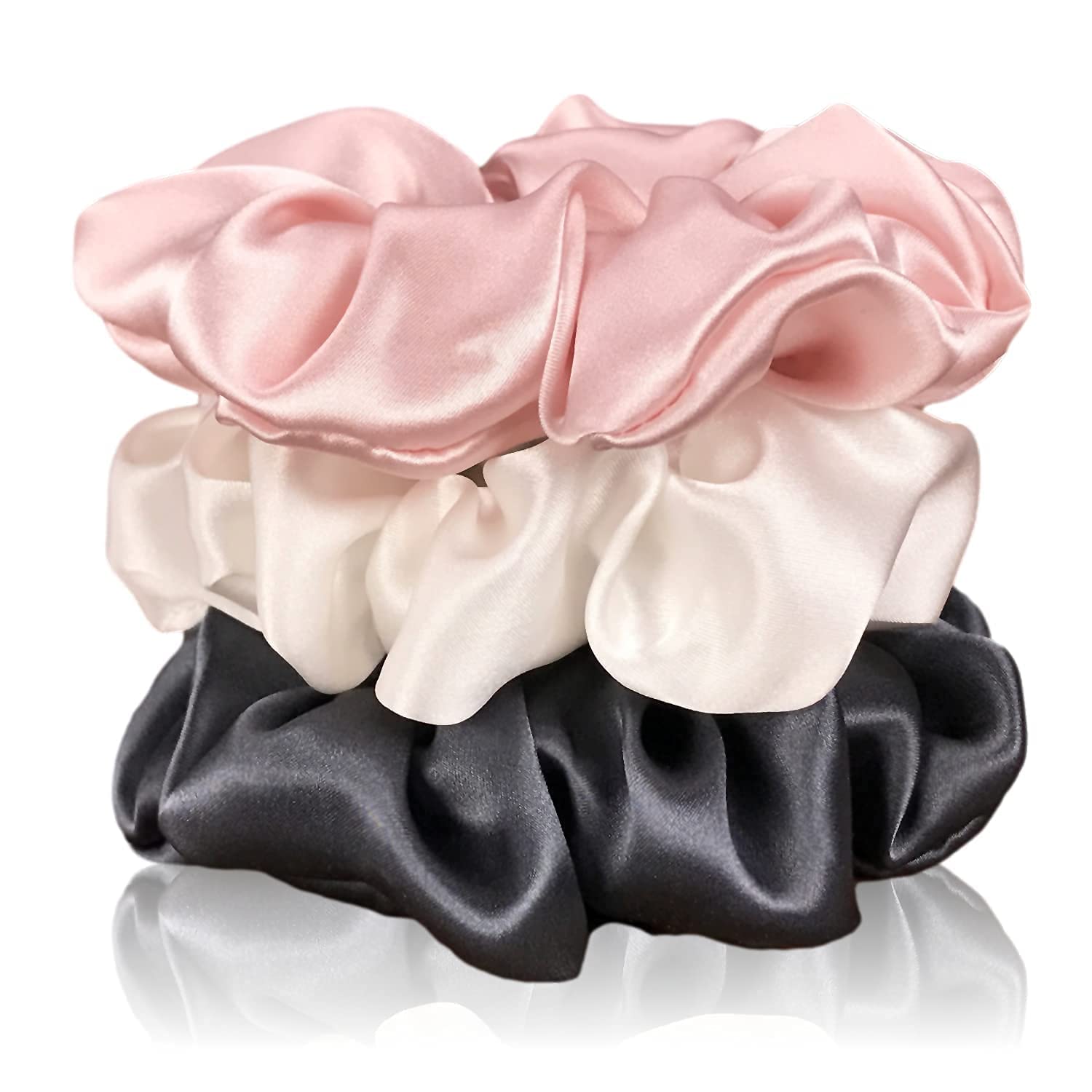NANDANA COLLECTIONS 9-Piece Satin Hair Scrunchies Set - Soft Silk Elastic Hair Bands, Skinny Solid Hair Ties & Ponytail Holders for Women & Girls - Hair Accessories for Work, Gym, Party & Everyday Use (Set of 9)
