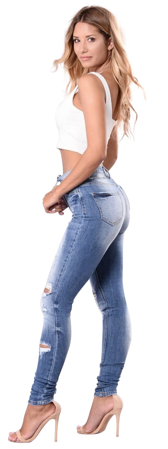 Women's High Waisted Butt Lifting Stretch Skinny Jeans - Ripped Distressed Denim Pants for Juniors | Perfect for Casual Outfits, Date Nights & Streetwear Fashion