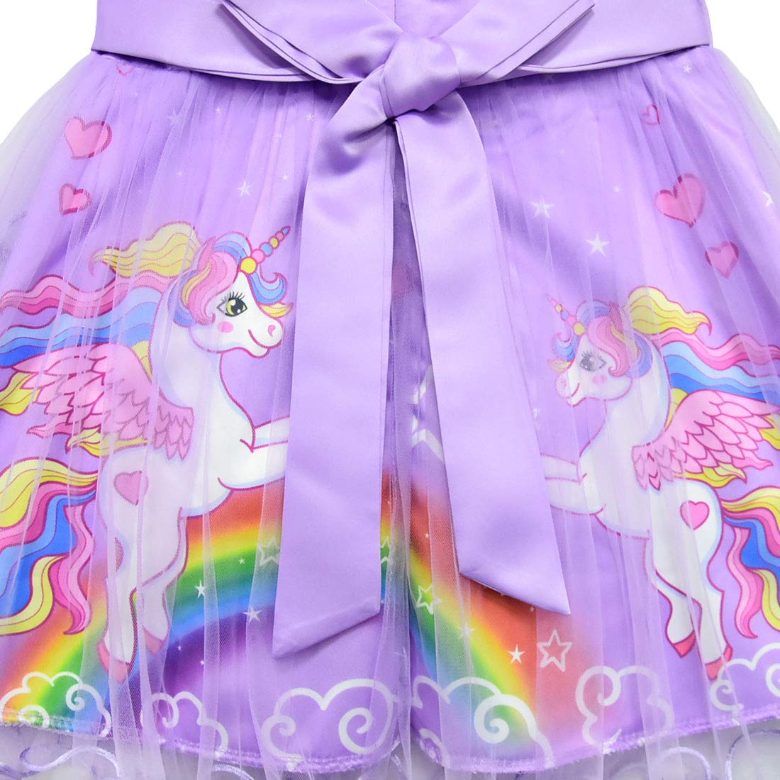 Rainbow Unicorn Princess Dress for Girls - Sparkly Tulle Birthday Party Costume in Pink & Purple | Perfect for Fairy Tale Themed Parties, Dress-Up Play & Special Occasions