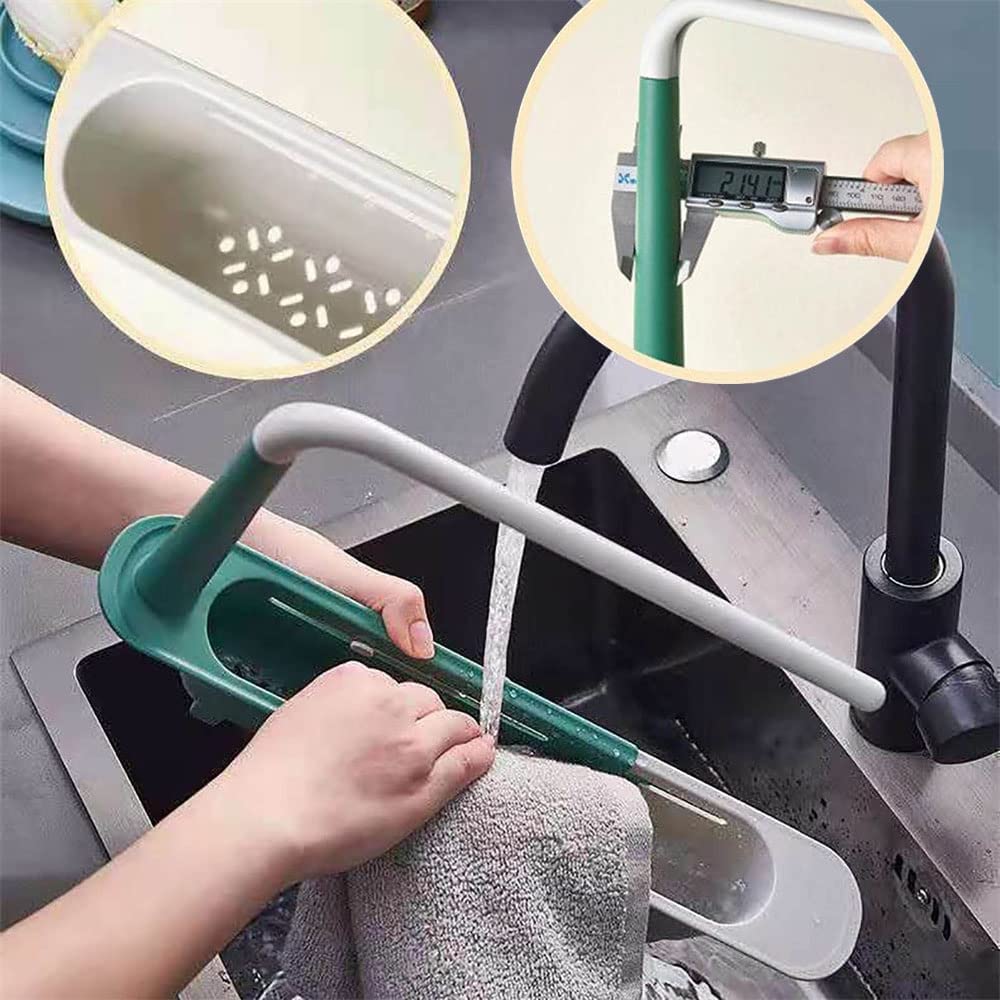 KCRPM Adjustable Telescopic Sink Storage Rack - Expandable Kitchen Organizer with Adjustable Length for Home Kitchen (Blue) | Perfect for Small Spaces, Dish Drying & Utensil Organization