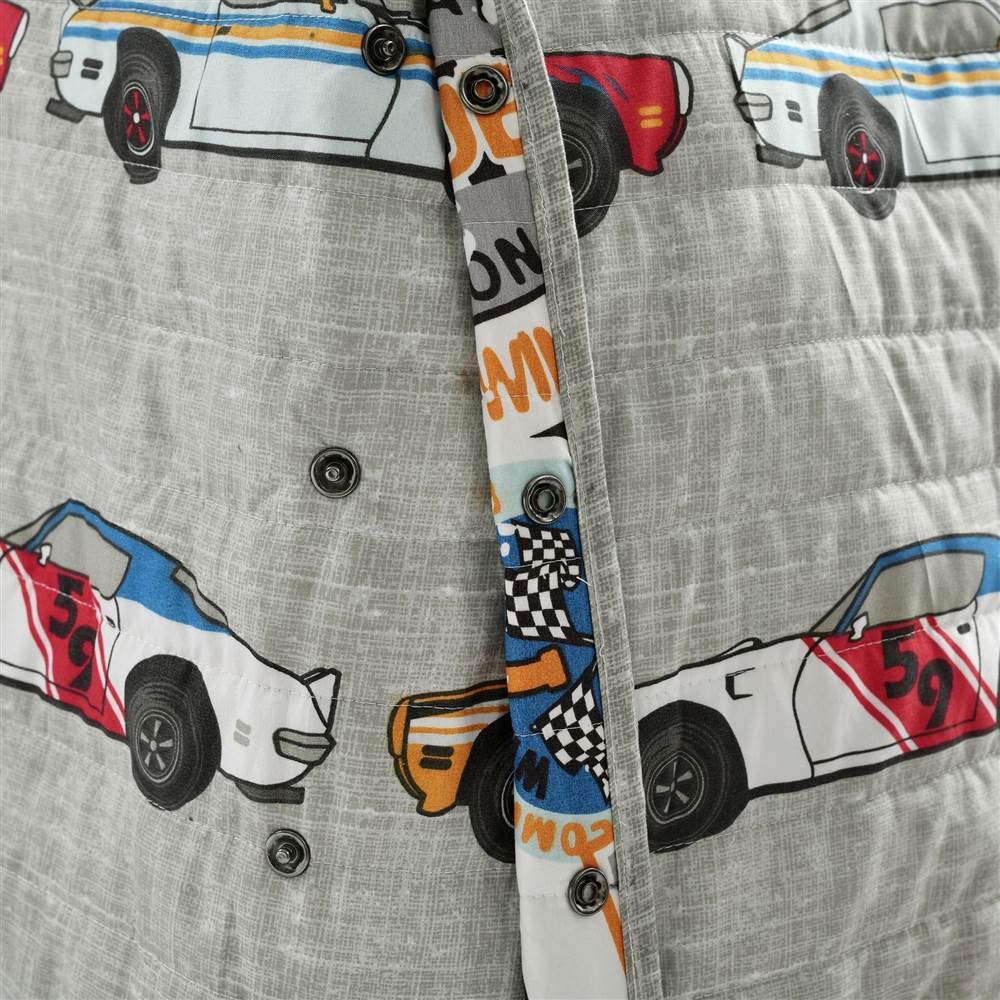 Lush Decor Beige Race Car Kids' 2-Piece Reversible Bedspread Set for Boys - Twin/Twin XL Size | Perfect for Boys' Bedroom, Race Car Themed Decor & Gift Ideas