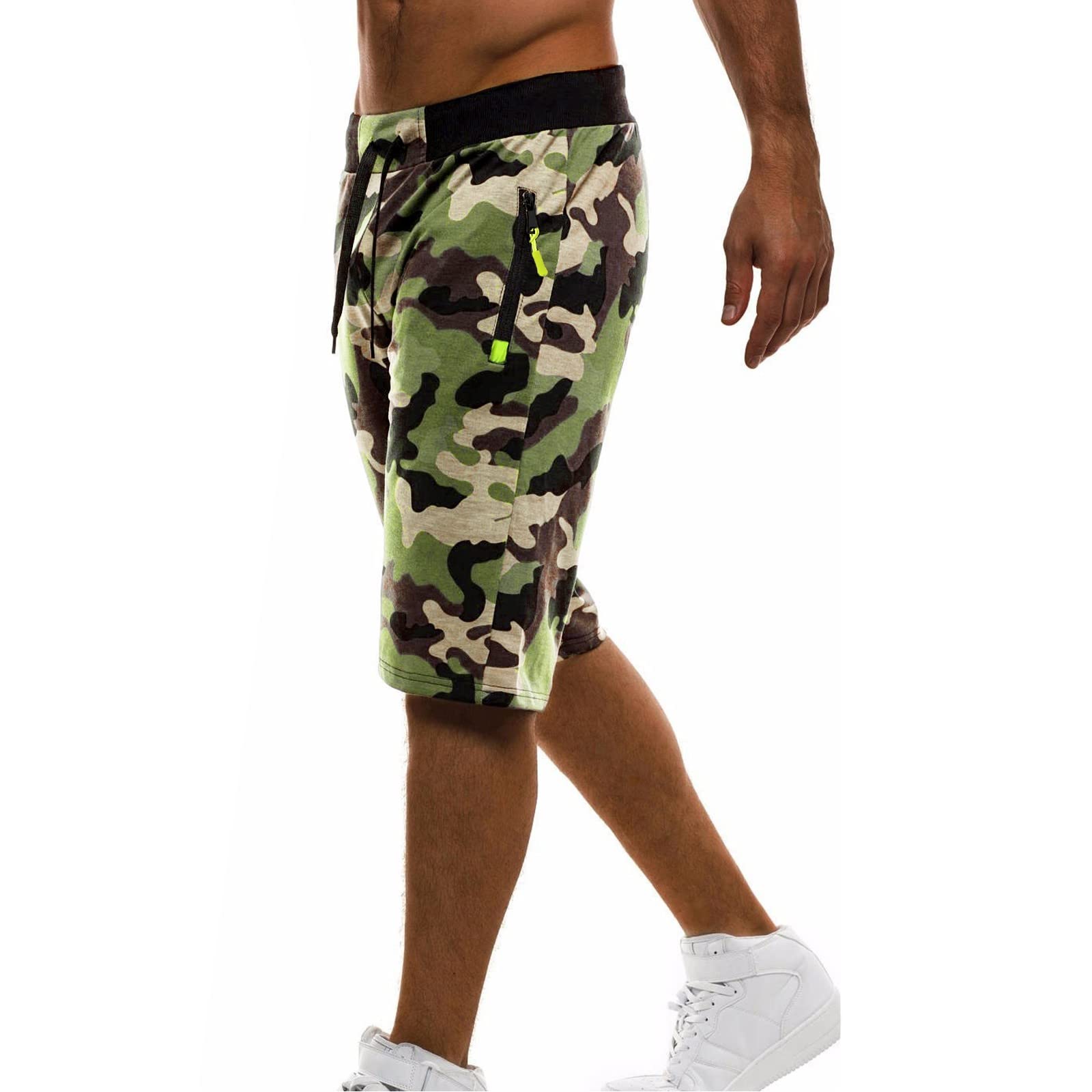 OSTELY Men's Camouflage Golf Shorts with Zip Waist, Stretch Fabric & Mid Pockets - Comfortable Athletic Shorts for Golf, Casual Wear & Outdoor Sports