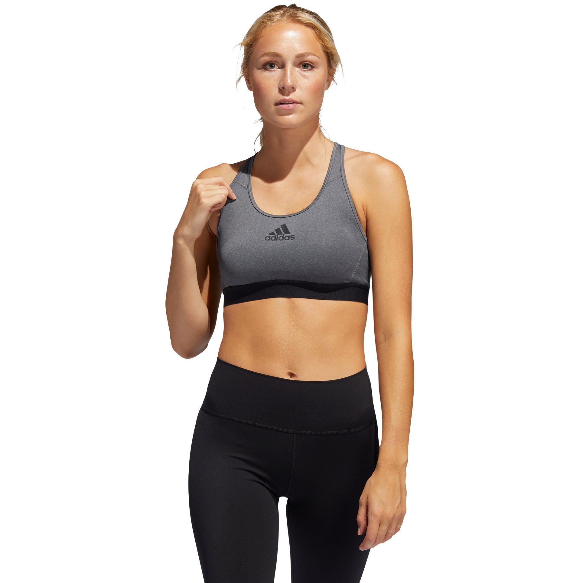 Adidas Women's Alphaskin Padded Sports Bra - Grey - High Support Workout Bra for Running, Yoga & Gym Training