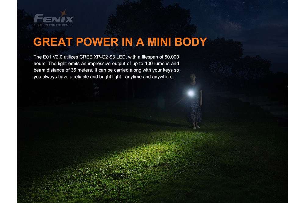 Fenix E01 V2.0 Ultra-Bright AAA LED Flashlight - Compact, Waterproof & Durable for Camping, Hiking, Emergency & Everyday Carry (EDC)
