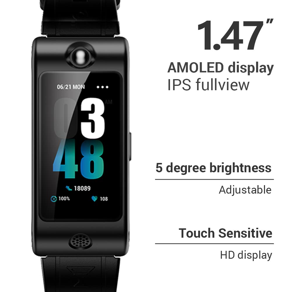 Smart Watch with Breathalyzer - Professional-Grade Alcohol Tester & Fitness Tracker | AMOLED Display, Forehead Thermometer | Perfect for Nightlife, Workplace Safety & Health Monitoring