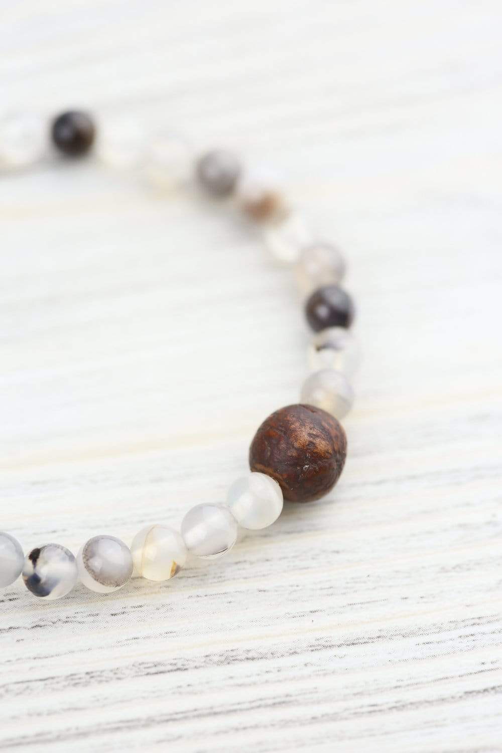 Handmade Antique Bodhi Seed & Mastodon Fossil Bracelet - Natural Buddhist Meditation Beads & Spiritual Jewelry for Men & Women - Perfect for Yoga, Meditation & Boho Fashion