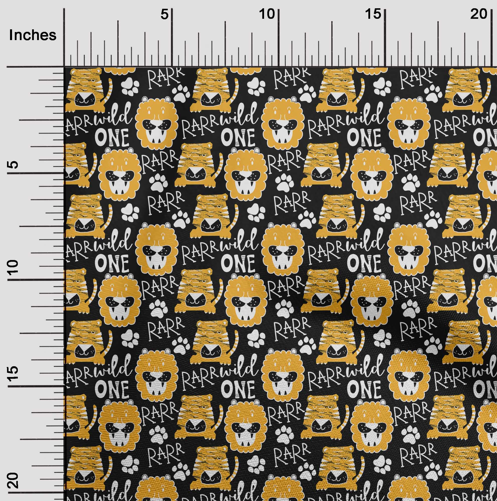 Premium 100% Cotton Poplin Black Fabric for Kids - Animal Print DIY Sewing Material by The Yard (56