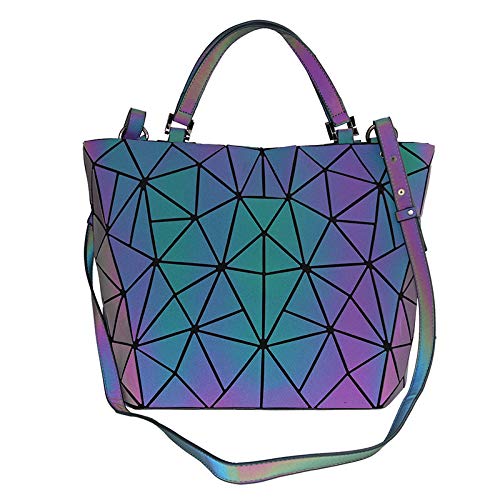 Luminous Geometric Women's Purses & Handbags - Holographic Reflective Tote Bag, Crossbody Bag & Backpack for Party, Rave & Night Out