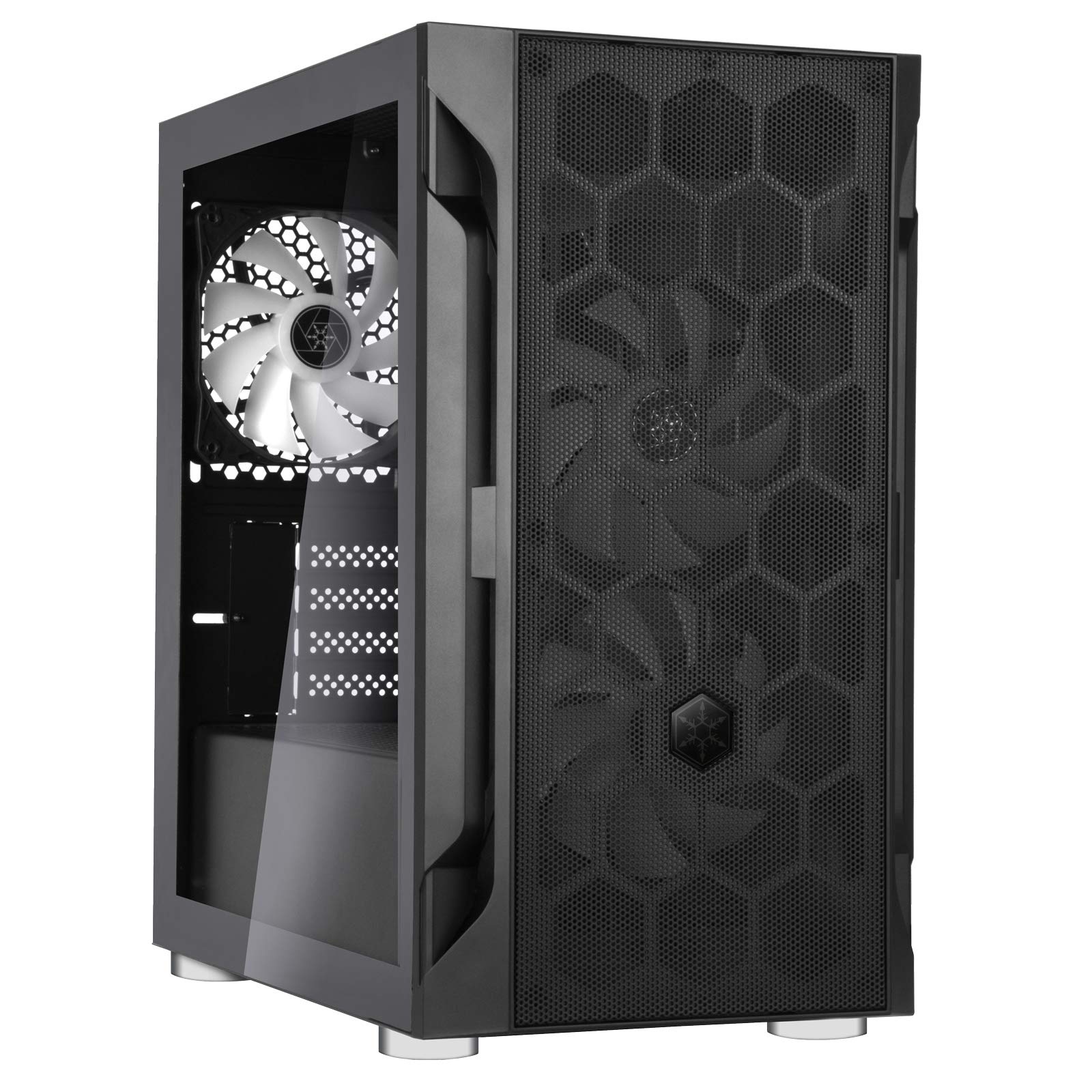 SilverStone FARA H1M PRO Black Micro-ATX PC Case with Tempered Glass Side Panel & 3 ARGB Fans - Compact Gaming Tower for High-Airflow Builds, Perfect for Esports and Streaming Setups