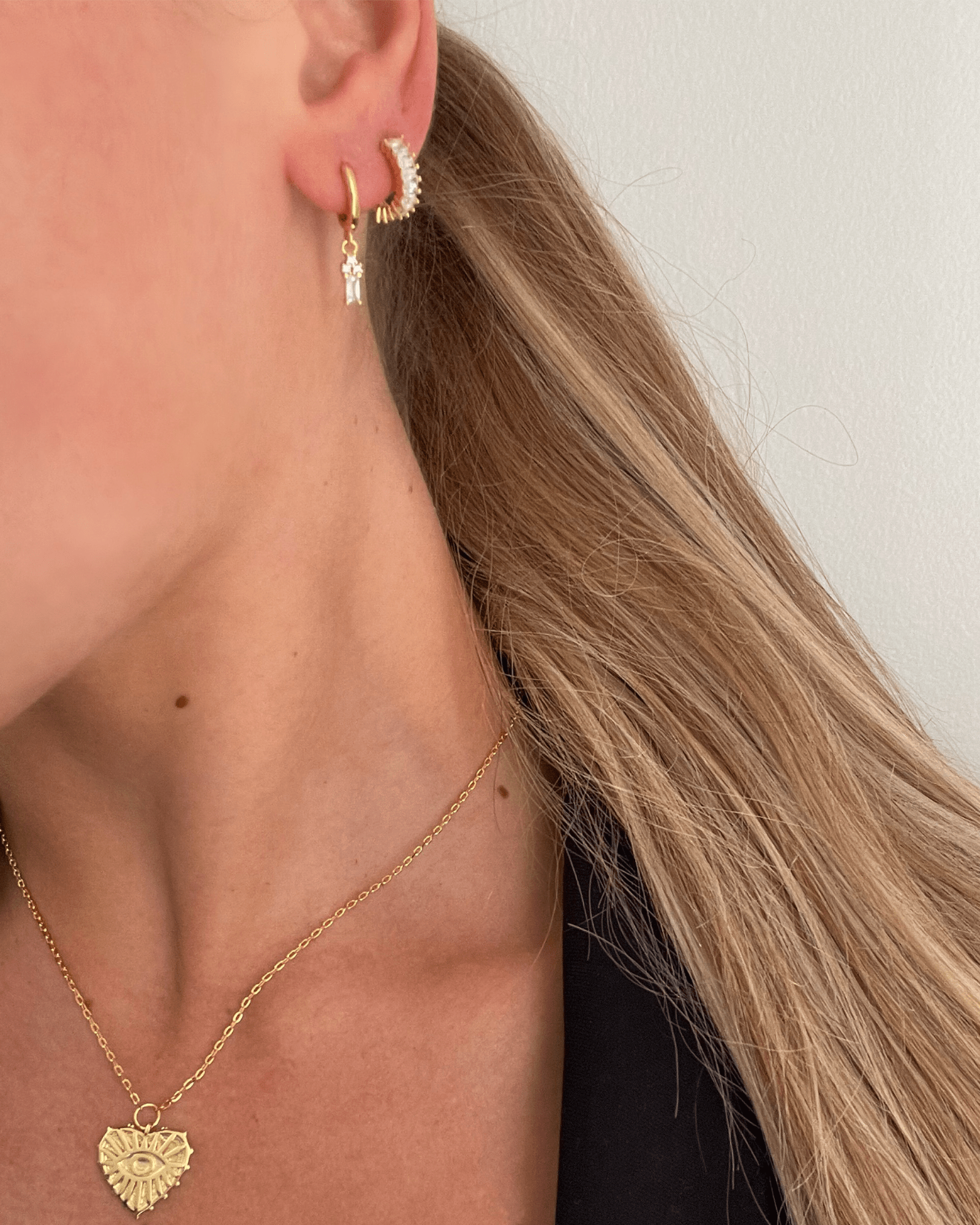 Izoa Celine Huggie Earrings - 14K Gold Plated Hoop Earrings with Clear Crystals, Minimalist Everyday Jewelry for Women | Perfect for Work, Date Night & Special Occasions