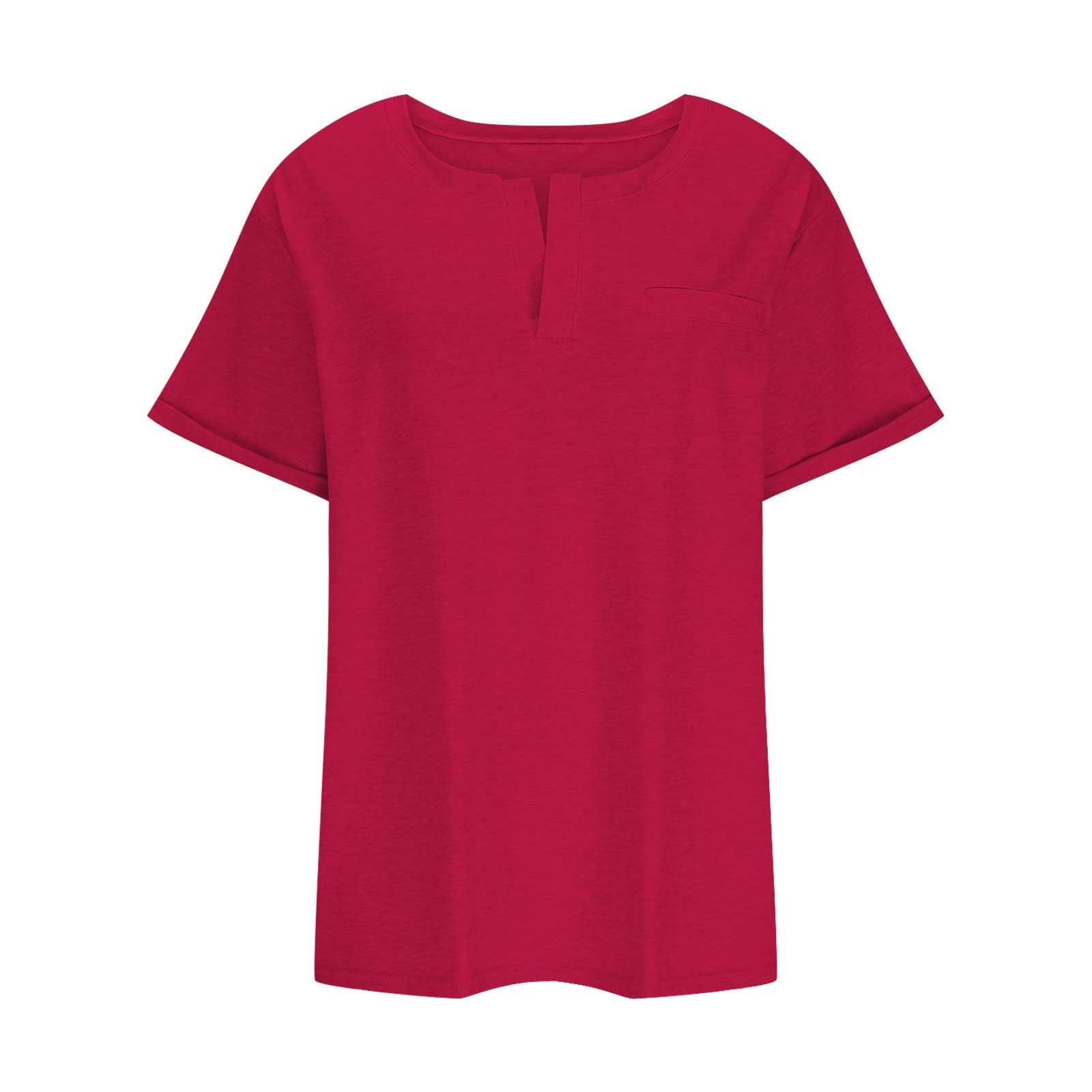 Women's Plus Size V-Neck Short Sleeve Henley T-Shirts - Soft Casual Summer Tops & Blouses for Everyday Wear | Perfect for Work, Weekend Outings & Vacation
