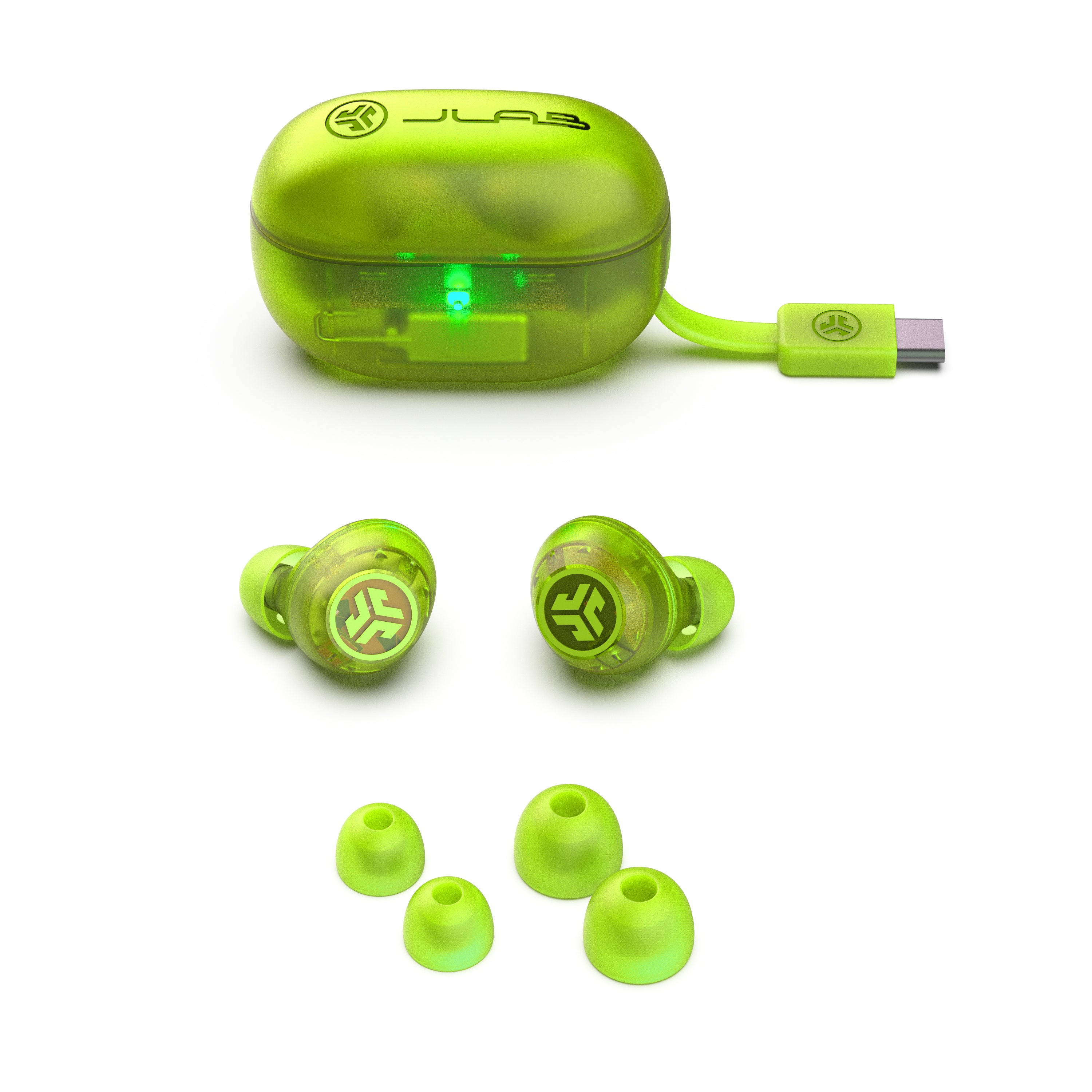 Go Pop ANC True Wireless Earbuds with Active Noise Cancelling - Transparent Neon Green Bluetooth 5.0 Earbuds for Gym, Running, Workout & Travel - 30H Playtime IPX5 Waterproof