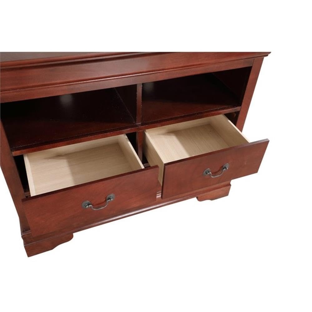 Glory Furniture Louis Phillipe TV Stand - Cherry Wood Entertainment Center for Living Room, Bedroom & Home Theater
