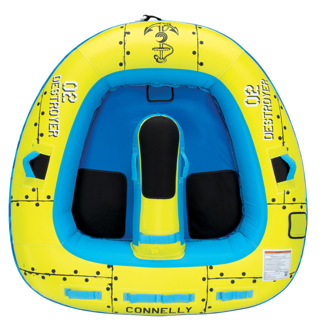 Connelly Destroyer 2 Towable Tube for 2 Riders - Heavy Duty Inflatable Water Tube for Boating, Lake & Beach Fun - Perfect for Summer Water Sports & Family Adventures