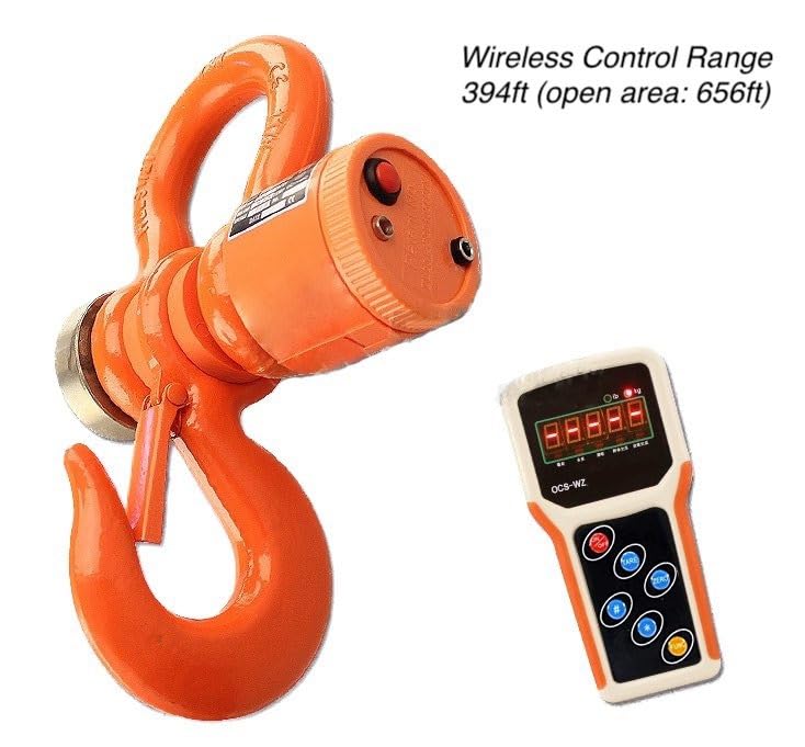 **5000kg (11000lb) Wireless Digital Crane Scale with Remote - Heavy Duty 5T Industrial Hanging Scale, Rechargeable Battery, 2kg Division, Includes Shackle & Hook, Handheld Meter - Perfect for Construction, Warehousing & Shipping**