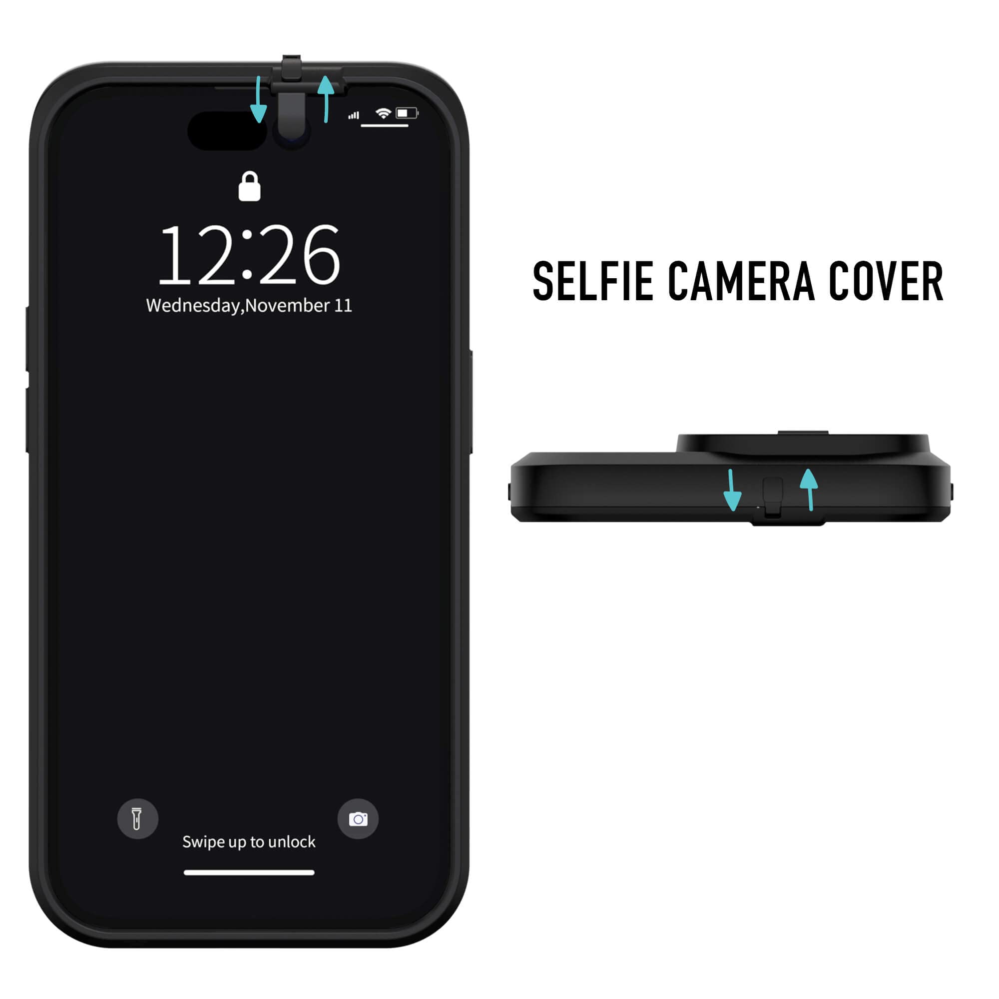 Valenta Black iPhone 14 Pro Privacy Case with Front & Rear Camera Covers | 6.1 Inch Shockproof Phone Cover | 6-Foot Drop Protection | Anti-Spy Screen Protector for Privacy Security | Perfect for Business, Travel & Daily Use