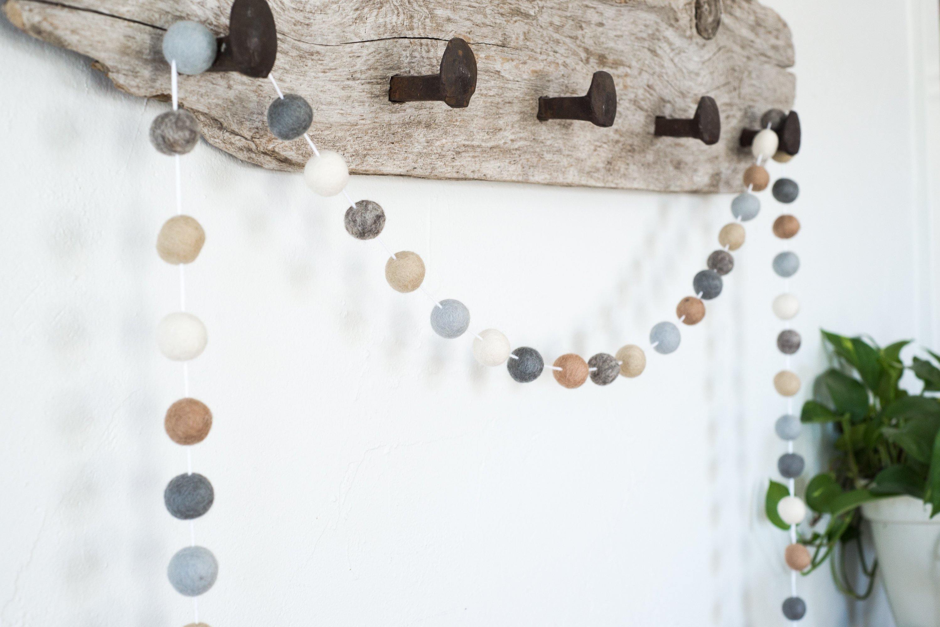 Neutral Beige Garland for Home Decor - Elegant Boho Wall Hanging for Living Room, Bedroom, Wedding & Party Decoration