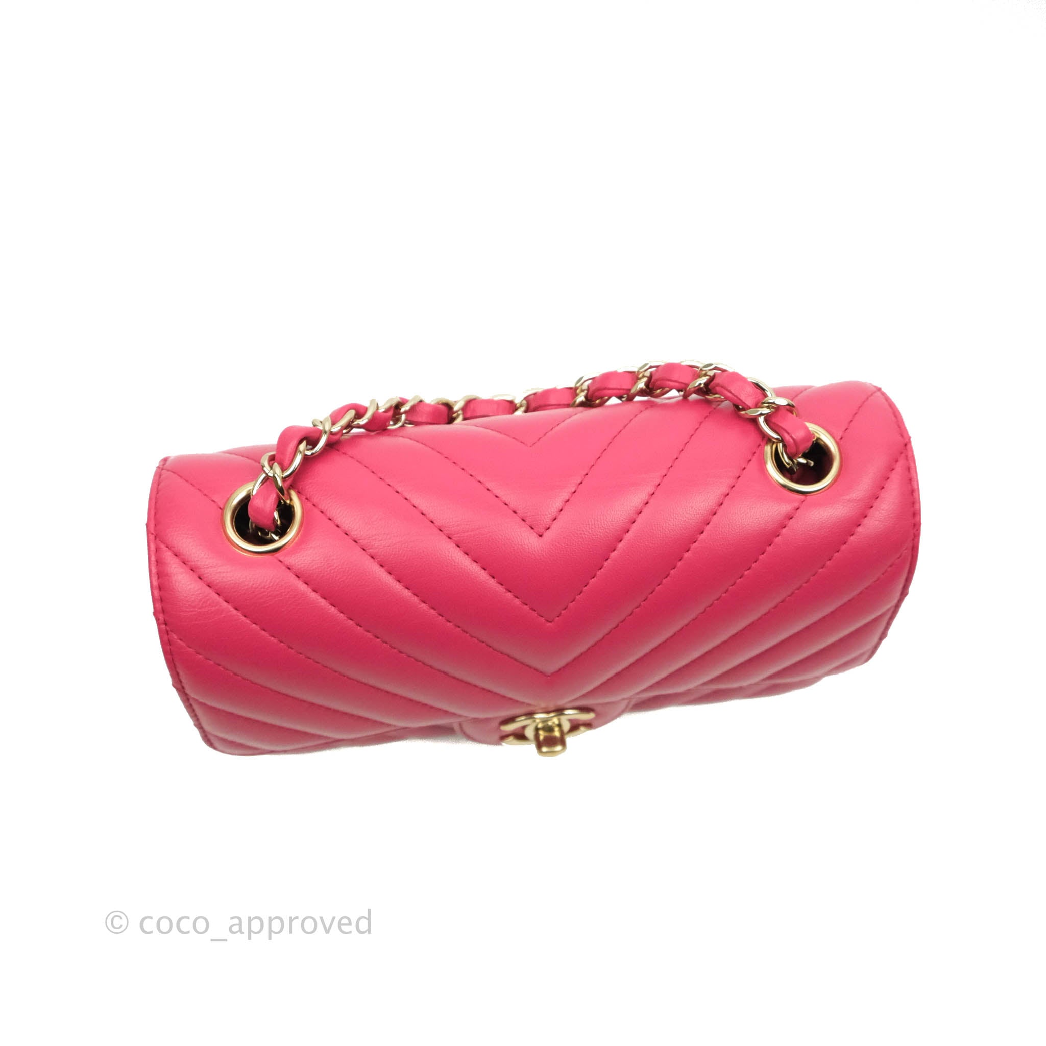 Chanel Chevron Mini Rectangular Flap Bag in Pink Lambskin with Gold Hardware - Luxury Crossbody Purse for Women, Perfect for Date Night & Special Occasions