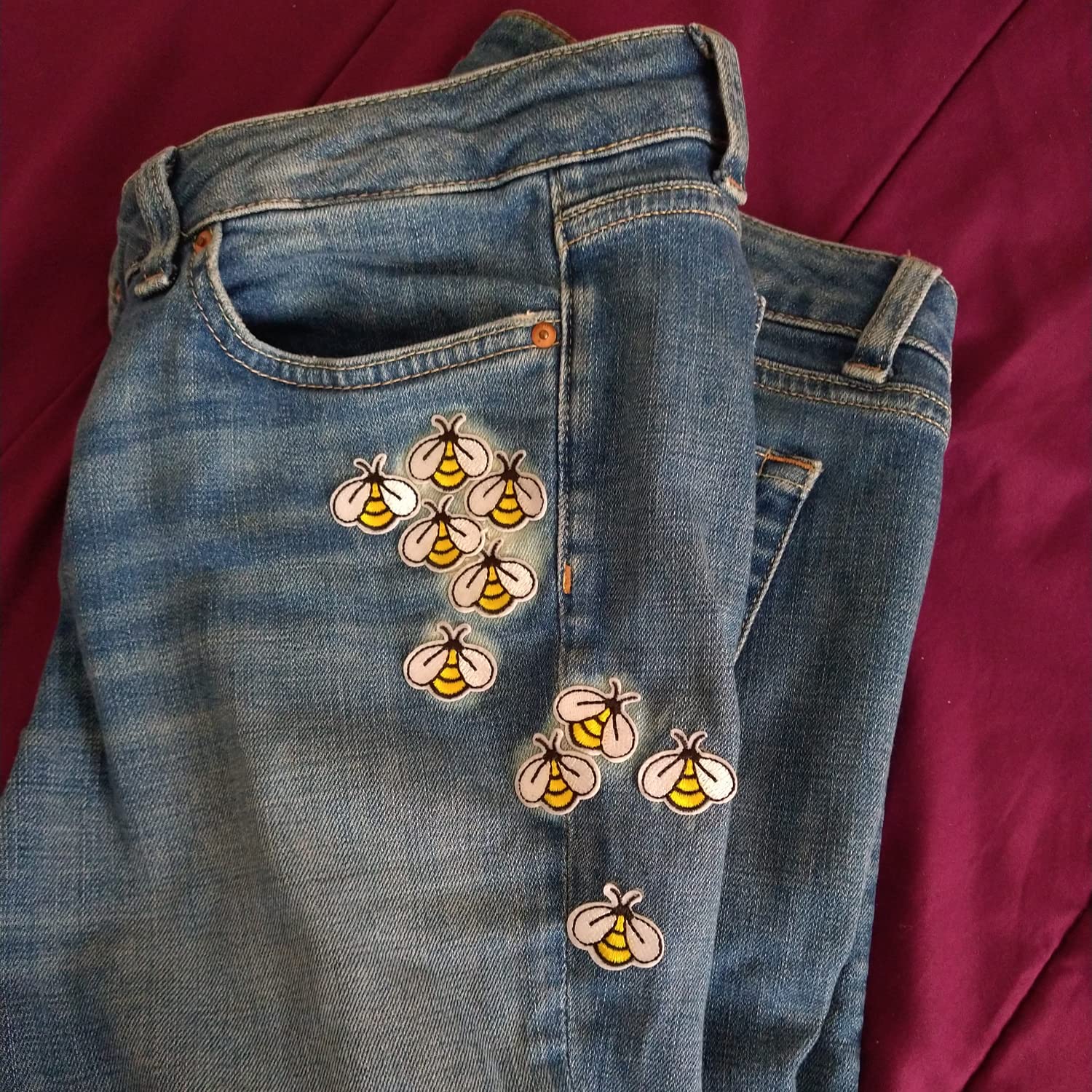 20PCS Cute Bee Embroidered Patches - DIY Iron On/Sew On Appliques for Clothing & Accessories - Perfect for Shirts, Jackets, Backpacks, Hats & Denim - Fun DIY Craft for Kids & Fashion Upcycling Projects