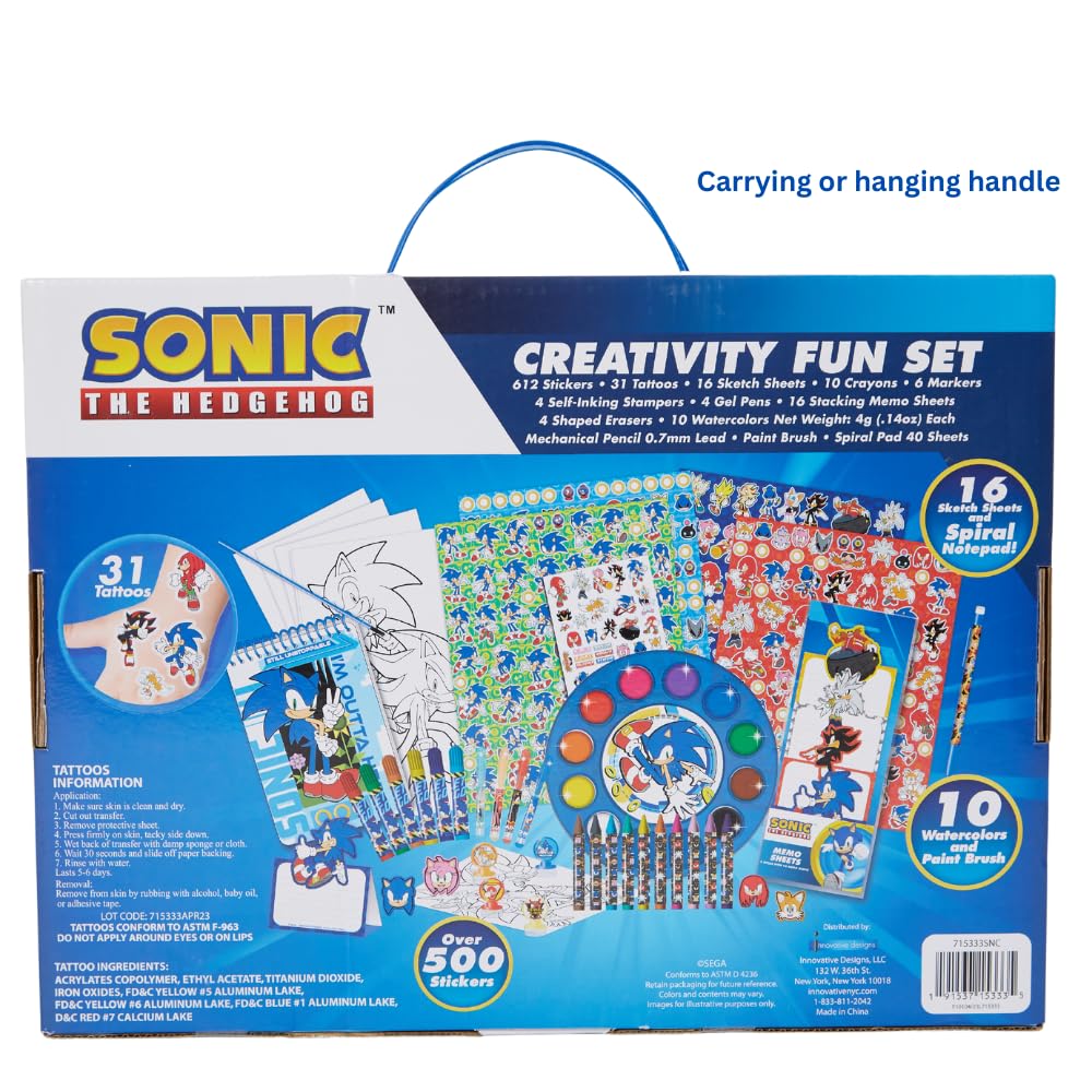 Sonic The Hedgehog Kids Art Set - Coloring, Painting & Crafts Kit for Creative Fun - Perfect for Birthday Gifts, Party Favors & DIY Projects
