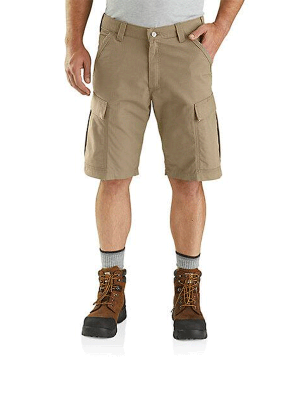 Carhartt 103543 253 Men's Relaxed Fit Ripstop Cargo Work Shorts - Dark Khaki | Durable Workwear for Construction, Landscaping & Outdoor Activities