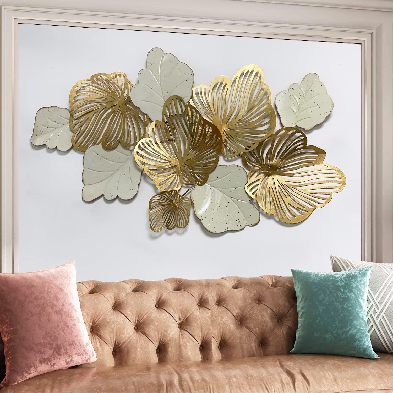 3D Metal Wall Art Decor - Modern Gold Flower Blooming Wall Sculpture for Living Room, Bedroom, Kitchen | Luxury Home Decor & Unique Gift Idea | 52