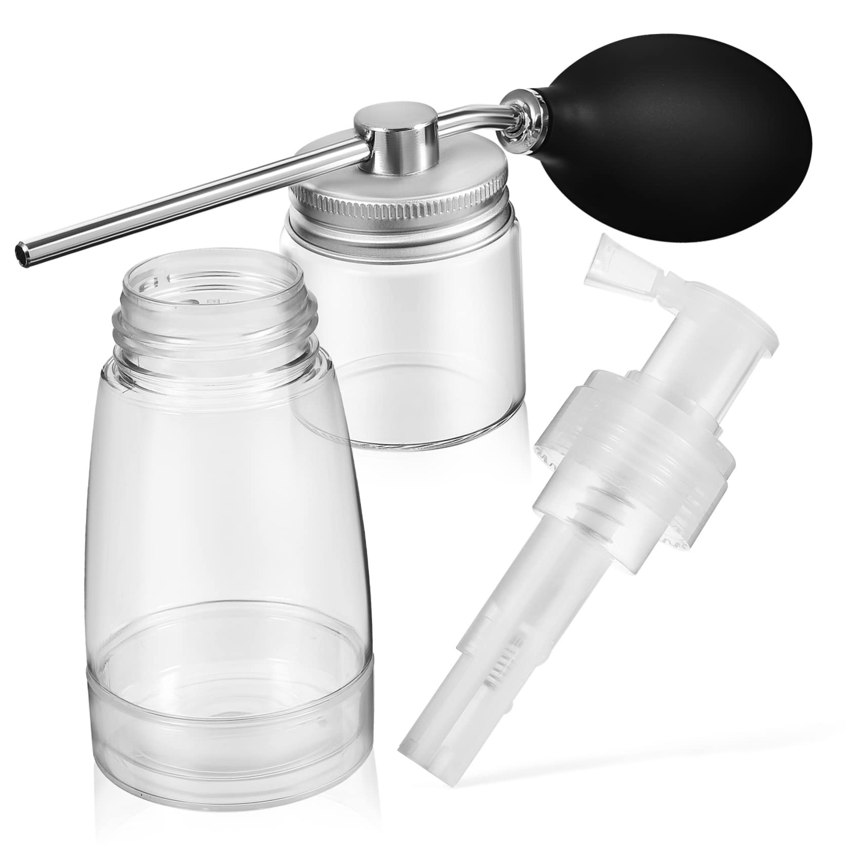 SOLUSTRE 2-Pack Refillable Powder Bottle & Glitter Spray Bottle Set - Hair Gel, Hair Oil, Highlighter Powder Dispenser - Perfect for Cosmetics, Hair Dye Application & DIY Beauty Projects at Home or Salon