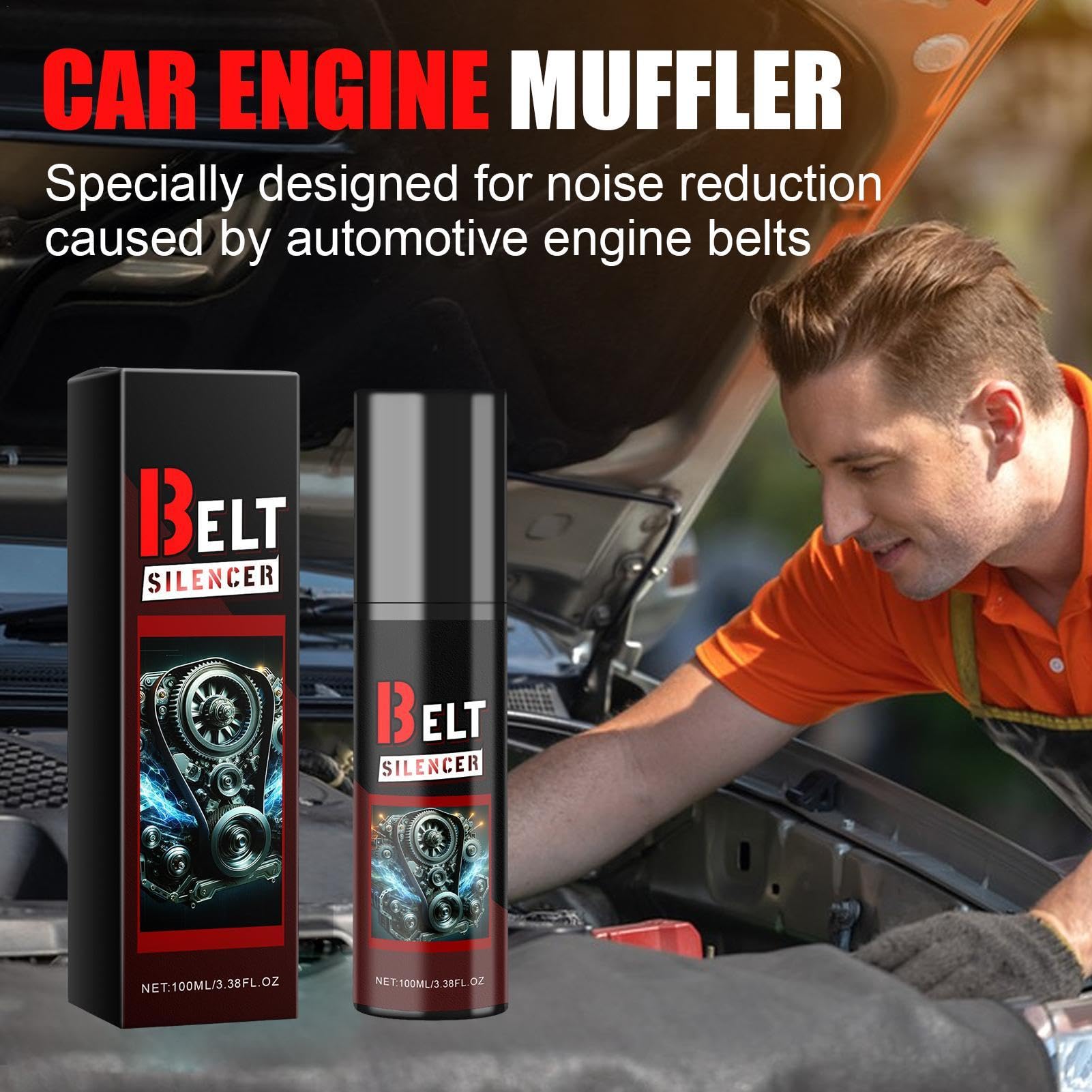 Belt Dressing Spray for Cars - 100ml Automotive Belt Noise Eliminator & Lubricant | Engine Belt Silencer Spray | Stops Squeaking & Protects Belts | Perfect for Routine Vehicle Maintenance & Noise Reduction