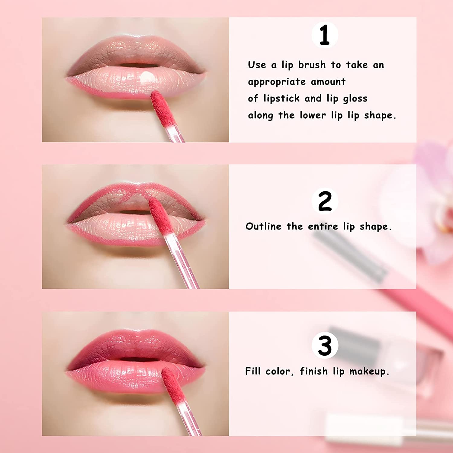 Disposable Lipstick Gloss Wands - 50 Pcs Soft Brush Head Lip Applicators for Makeup Kits | Perfect for Professional Salons, Home Beauty Routines & Hygienic Lipstick Application (White)