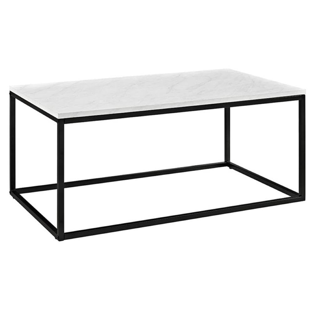 Walker Edison Modern 42 Inch Marble & Metal Frame Rectangle Coffee Table - Living Room Accent, Ottoman, End Table - Stylish & Durable for Home, Office, Lounge