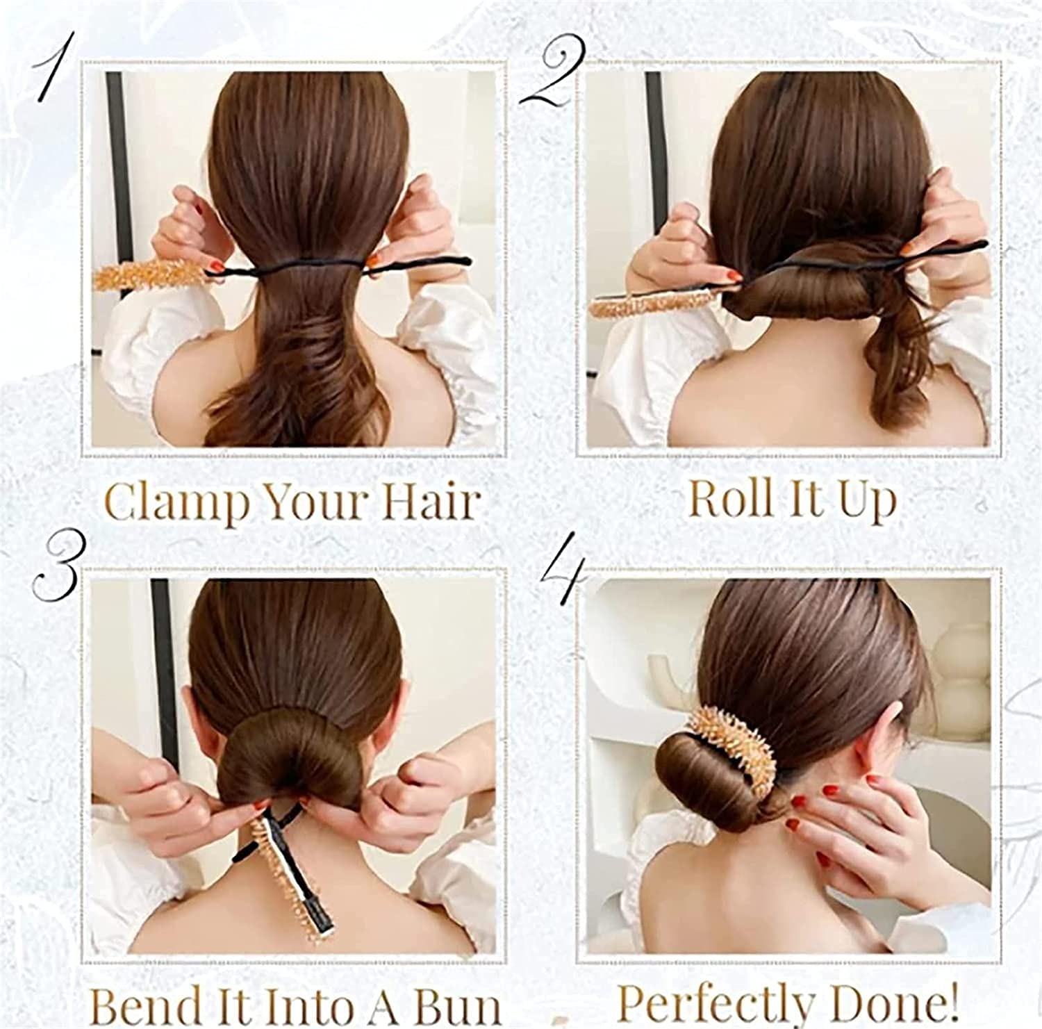Nihexo Hair Bun Maker Set - 6 PCS Magic Rhinestone Easy Bun Maker, Hair Accessories for Ballet & Ponytail Bun, DIY Hair Styling Tool for Women & Girls - Perfect for Weddings, Parties & Daily Hairstyles