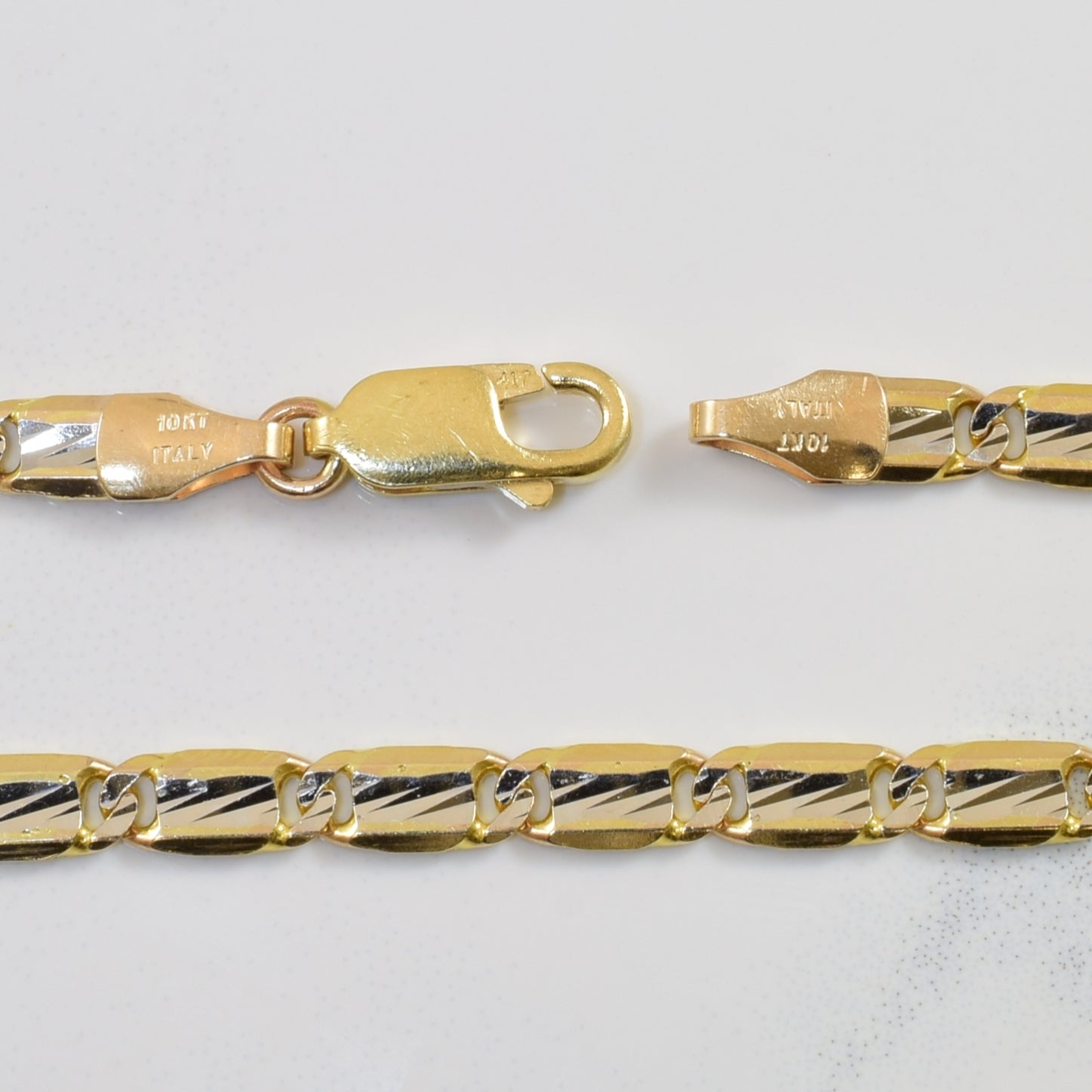 10K Yellow & White Gold Fancy Chain Necklace - 16 Inch | Elegant Jewelry for Women | Perfect for Parties, Weddings & Everyday Wear
