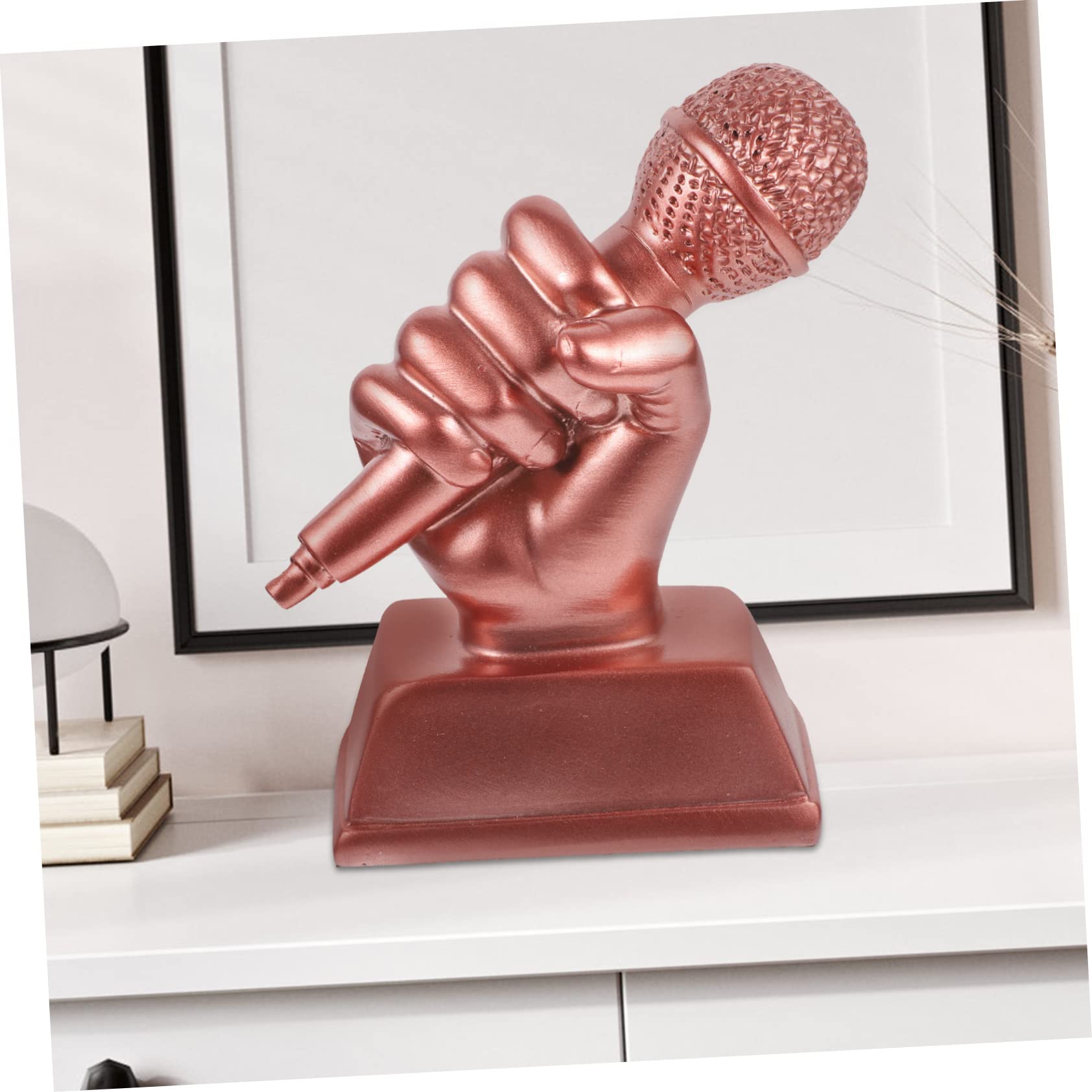 INOOMP 4-Piece Resin Trophy Set - Mini Microphone Singing Competition Awards, Gold Decorated Children's Prize for Music Contest Gifts | Perfect for Talent Shows, School Events & Award Ceremonies