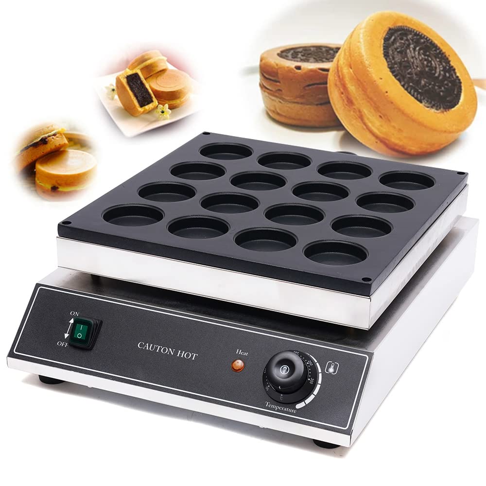Non-Stick Cast Aluminum Pancake Waffle Maker - 110V Electric Red Bean Obanyaki Maker with 16 Pcs 2.56 Inch Molds for Waffles, Eggs & Pies - Perfect for Breakfast, Brunch & Dessert Making at Home