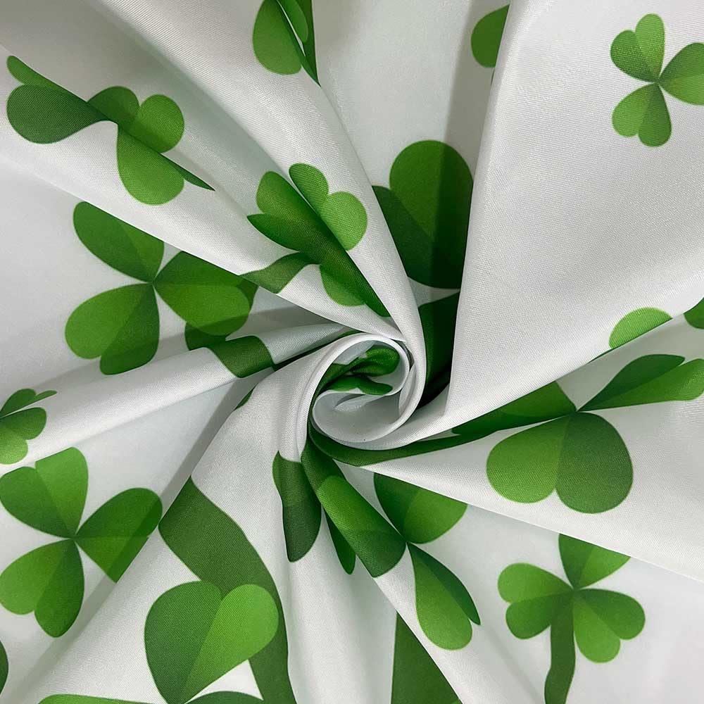 St. Patrick's Day Shower Curtain - Green Clover Leaf Irish Shamrock Design with Hooks, 72x72 inches - Perfect for Bathroom Decor & Irish Themed Parties