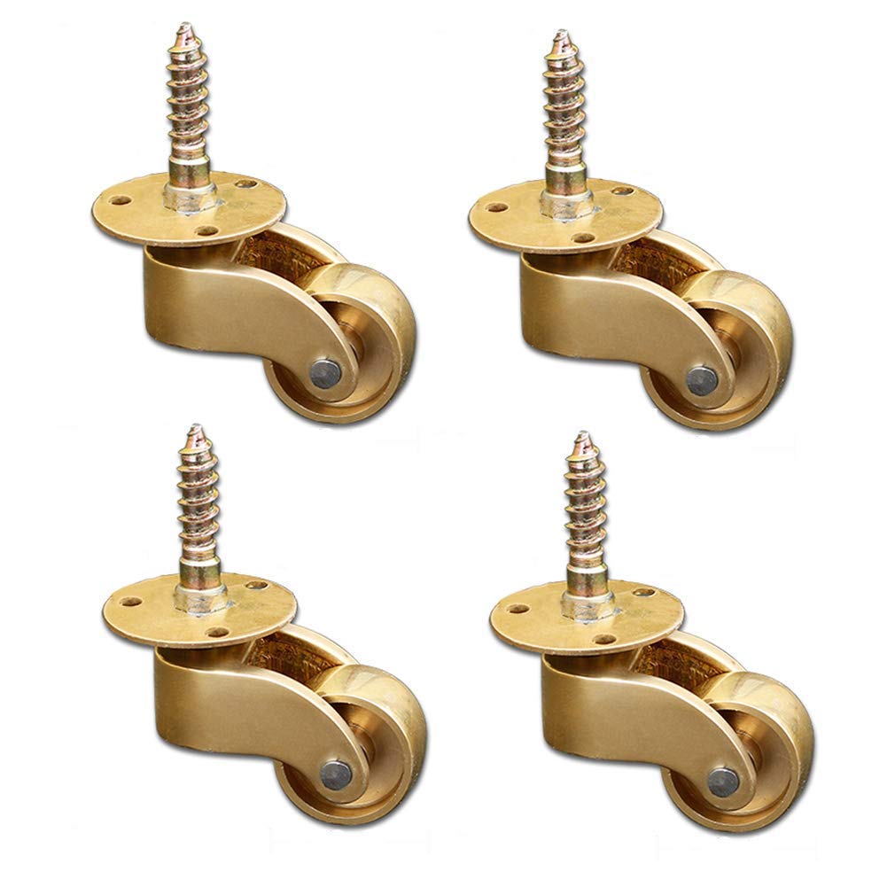 4X Heavy Duty Swivel Caster Wheels - Solid Brass Furniture Casters with Polished Surface & 27mm Screw Length - Perfect for Office Chairs, Tables, and Home Furniture - Ideal for Smooth Mobility in Workspaces and Living Areas