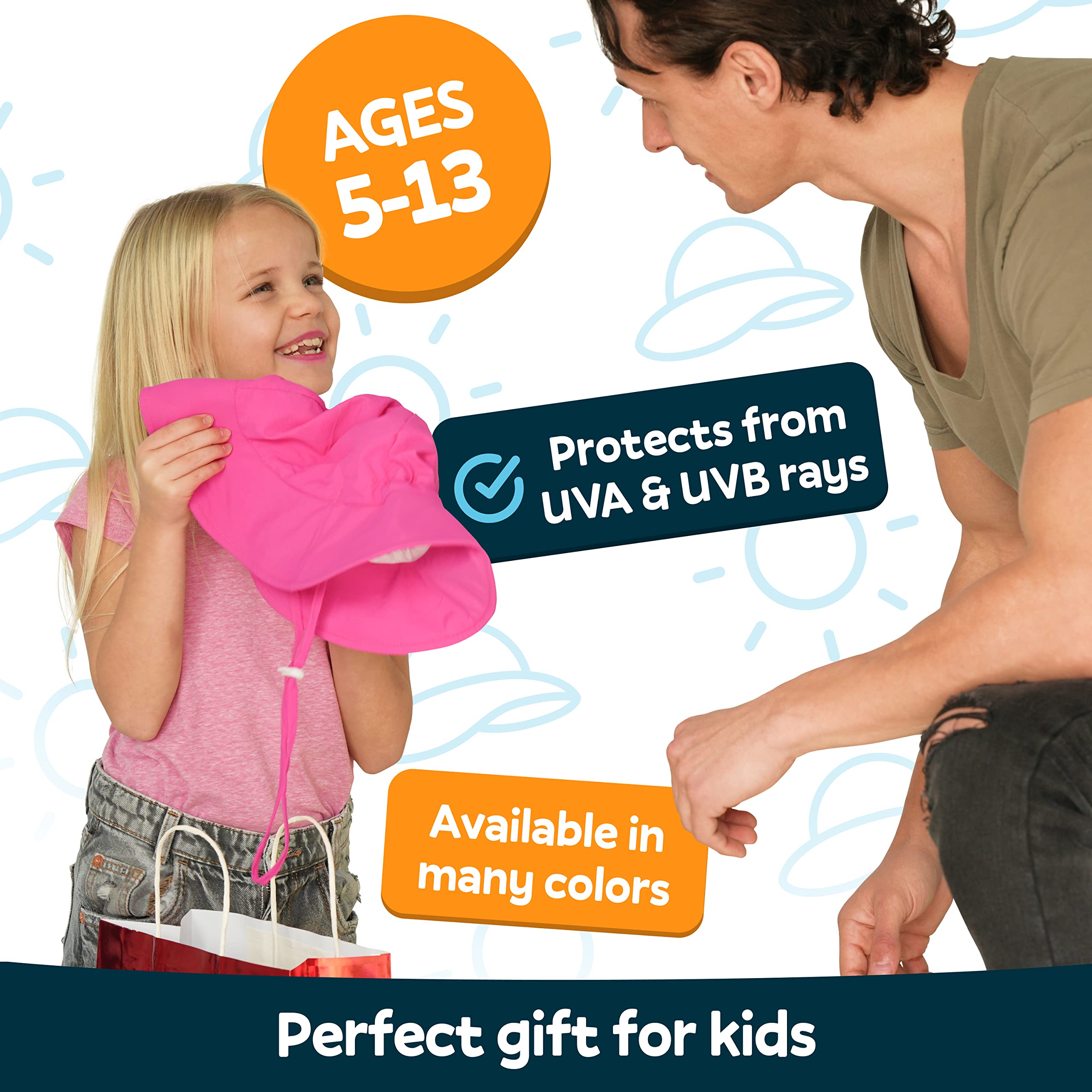 GearTOP UPF 50+ Kids Sun Hat with Neck Flap - UV Protection Beach & Swim Hat for Boys & Girls Ages 5-13 - Perfect for Outdoor Activities, Pool, Beach, and Summer Camp