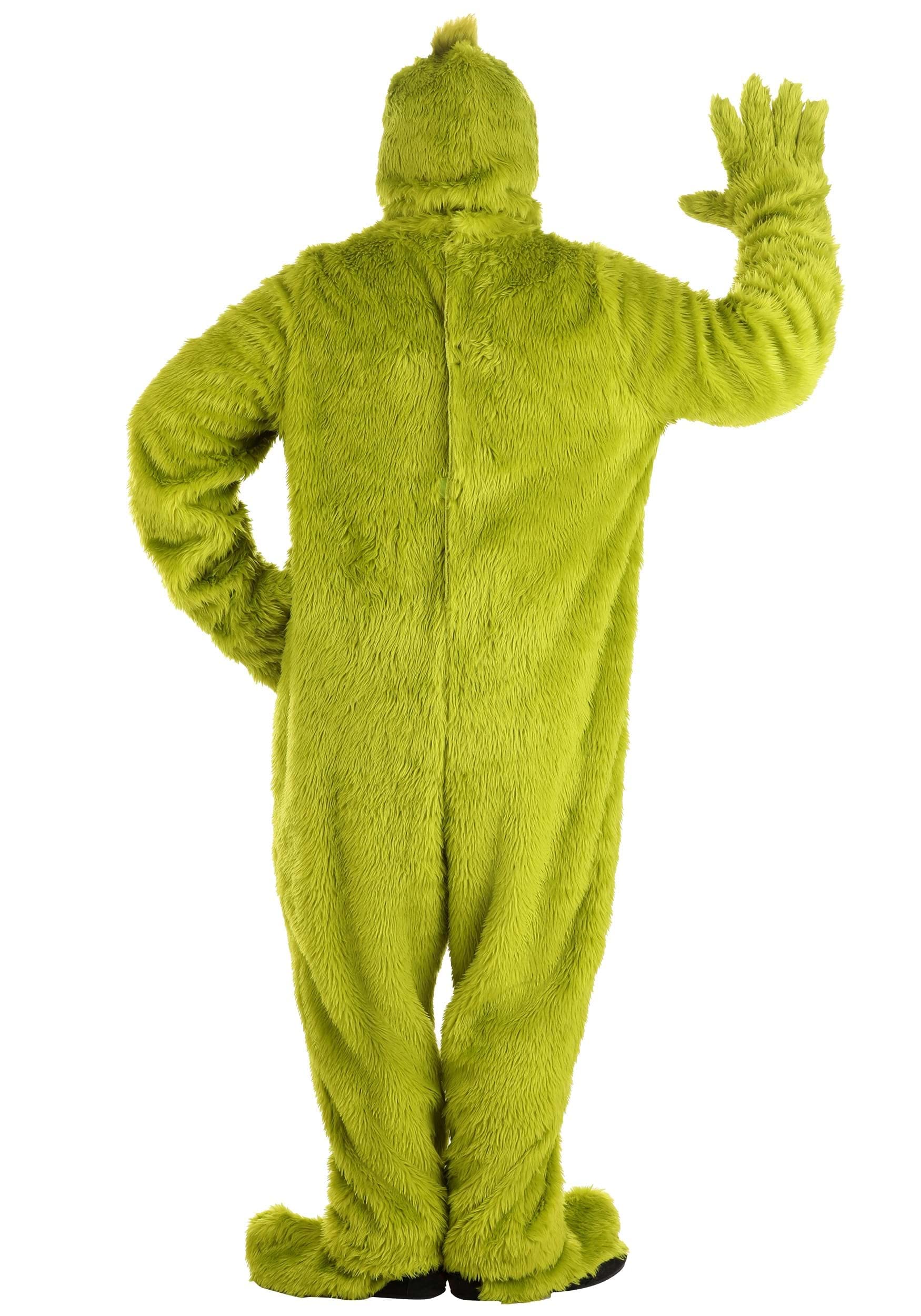Dr. Seuss The Grinch Adult Plus Size Costume Set - Faux Fur Jumpsuit with Shoe Covers & Gloves (Officially Licensed) for Christmas Parties & Holiday Cosplay