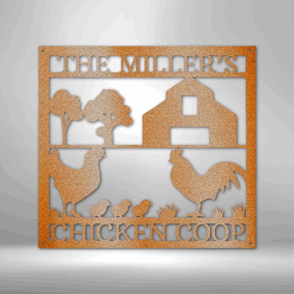 Custom Metal Name Sign - Personalized Split Letter Outdoor Wall Decor - Unique Housewarming Gift for New Home - Wedding, Birthday & Anniversary Present - Chicken Monogram Metal Art