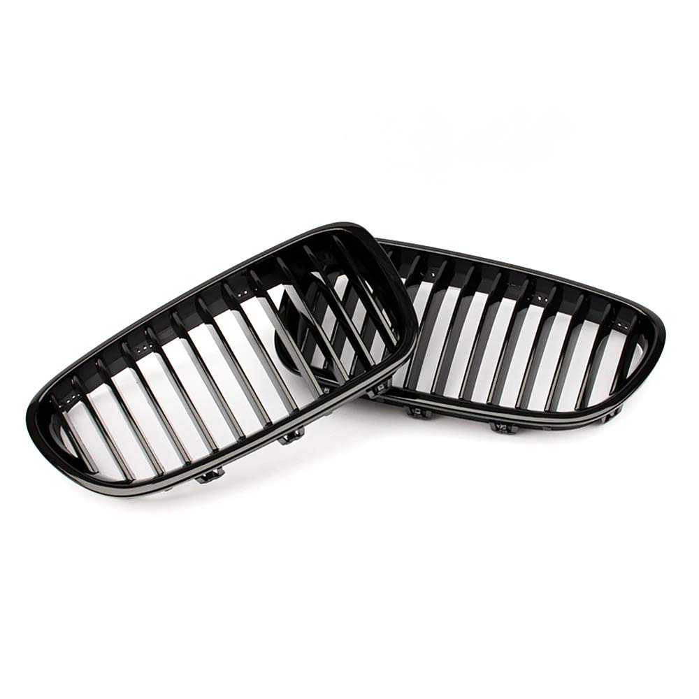 SNA F10 Gloss Black Front Kidney Grille for BMW 5 Series 2010-2016 (F10/F11/F10 M5) - Single Slat Design 2-Piece Set - Easy Installation & Aggressive Look for Car Enthusiasts
