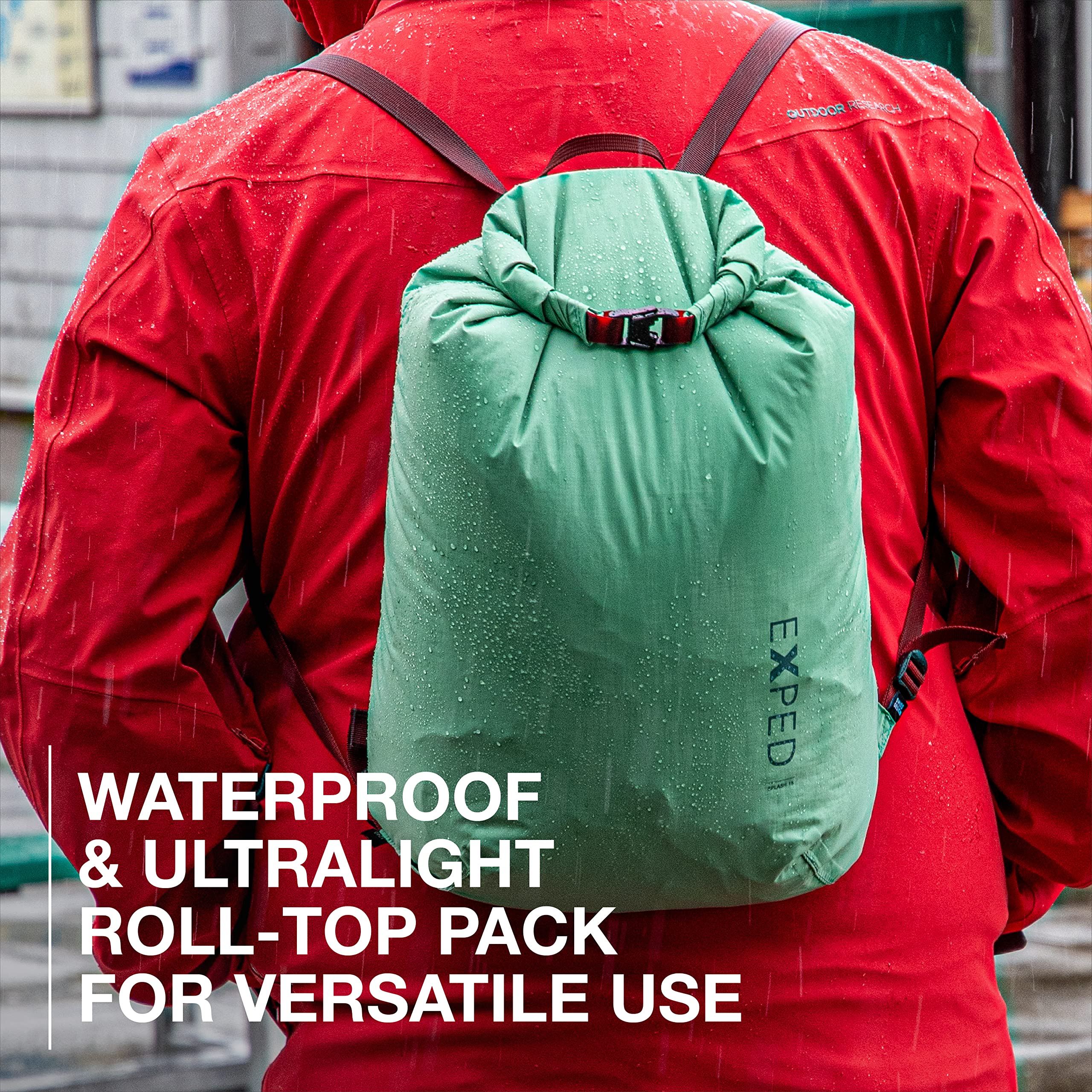 Exped Splash 15L Waterproof Backpack - Lightweight Compact Rolltop Daypack for Hiking, Travel & Outdoor Adventures | Black Versatile Multi-Use Pack