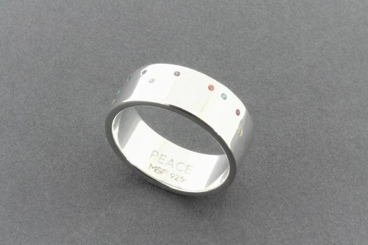Peace Braille Multi-Colored Ring - Stylish & Meaningful Jewelry for Visually Impaired, Gift for Blind Friends & Loved Ones - Perfect for Everyday Wear, Special Occasions & Awareness Events