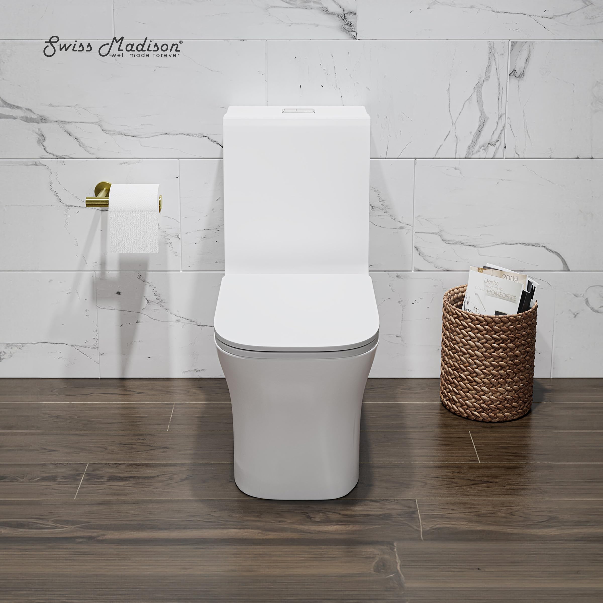 Concorde One Piece Square Toilet with Dual Flush 1.1/1.6 GPF - Modern Matte White Design for Bathroom & Powder Room Installation
