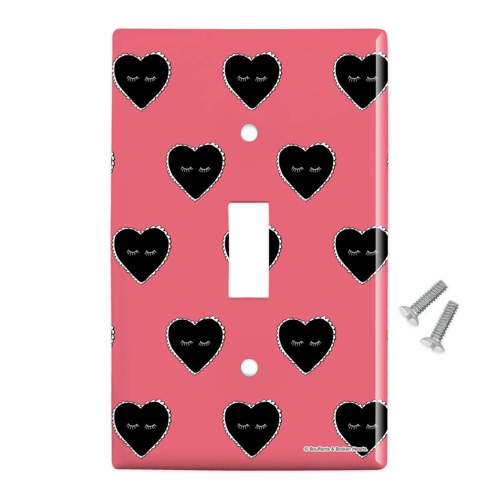 Hearts & Eyelashes Valentine's Day Light Switch Cover - Romantic Plastic Wall Decor for Bedroom, Living Room, Bathroom - Cute Toggle Switch Plate for Home Decor